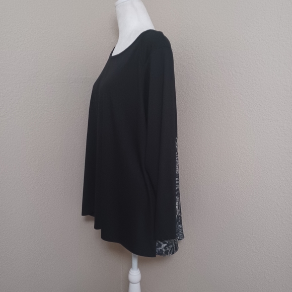DG2 Diane Gilman Black Combo Hi-Low Hem Peplum Top Plus Size 1X - Picture 5 of 11